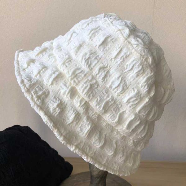 

wide brim hats summer japanese thin section pleated fisherman hat women's outdoor ins sunscreen women's bucket hat leisure panama, Blue;gray