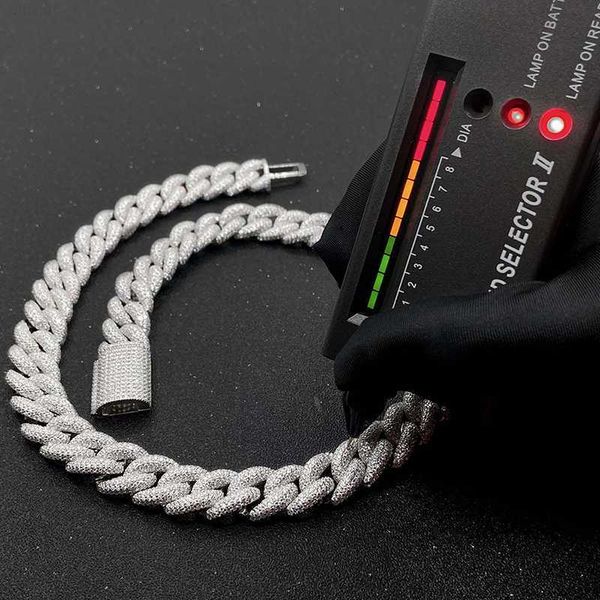 

s925 sterling silver d color vvs1 moissanite necklace fashion european and american hip hop 15mm cuban chain
