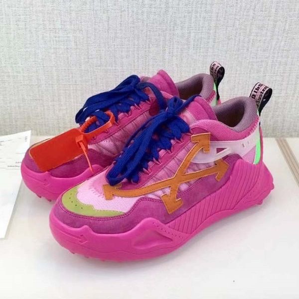 

19fw ow men women sneaker calfskin trainers casual shoes flat outdoor retro sneaker arrow odsy-1000 casual sneakers 04, Black