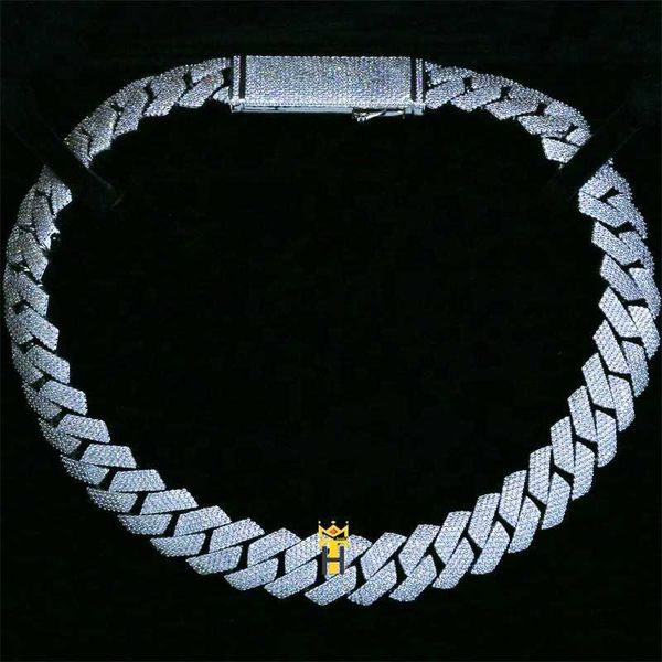 

iced out cz miami cuban chain necklace thick link chain necklace wide diamond hiphop rapper necklace, Silver