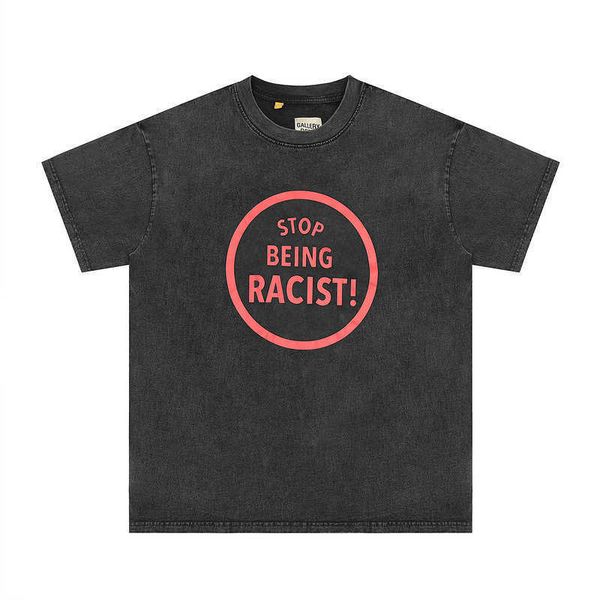 

chaopai made old letter print high street vintage washed round neck short sleeve t-shirt summer, Black;white