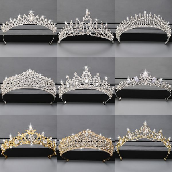 

bride crown hair accessories full set of european and american alloy electroplating cross border wedding headwear alloy, Silver