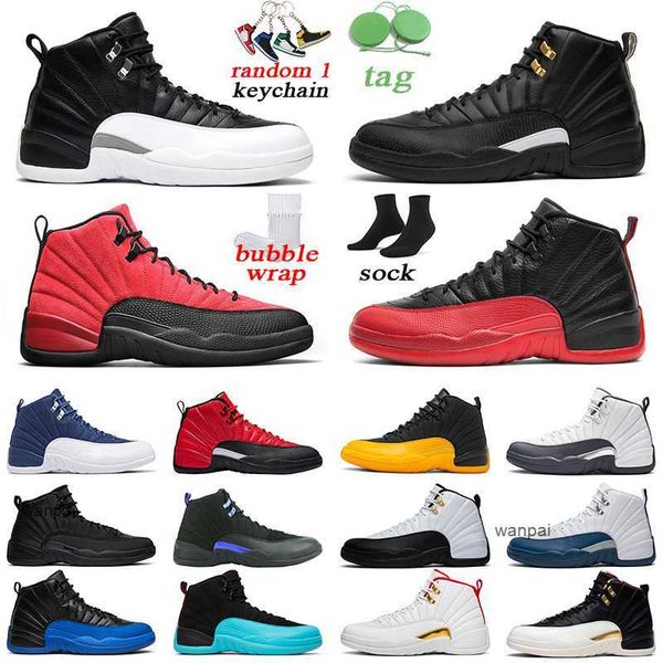 

men basketball shoes 12s jumpman white reverse flu game indigo mens trainer sports sneakers size 7-13