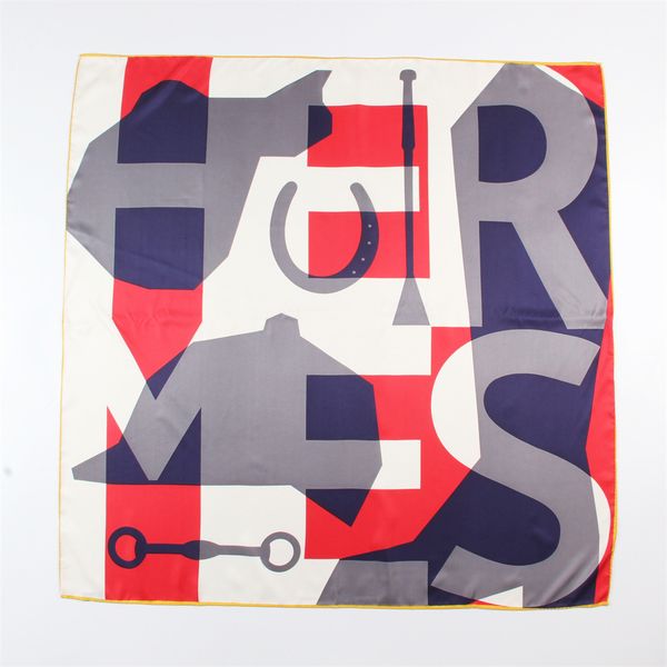 

sarongs 90cm geometric print twill silk scarves wrap square shawl luxury brand hijabs scarf bandana handmade curled head 230508, Blue;gray