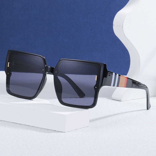 

gradual sunset large thick box striped foot sunglasses men's and women's glasses fashion, White;black