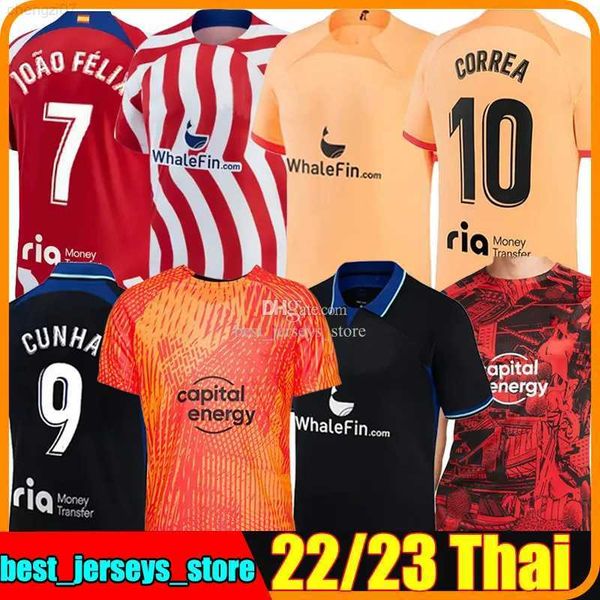 

atletico madrids 22 23 soccer jersey 19 alvaro morata 8 antoine griezmann 10 angel correa 22 ma rio hermoso 21 yannick carrasco 17 saul nigu, Black;yellow