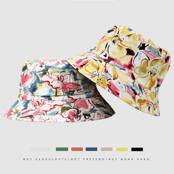 

wide brim hats 2022 new printed bucket hat fashion outdoor street sunscreen sunshade spring and summer men's and women's hats aa23, Blue;gray