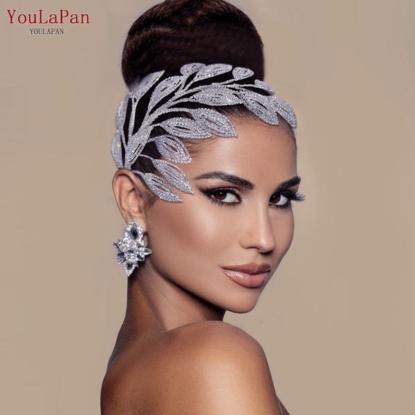 

wedding hair jewelry youlapan hp452 bridal comb tiara leaf bride accessorie luxury crystal women headdress 230508, Slivery;golden