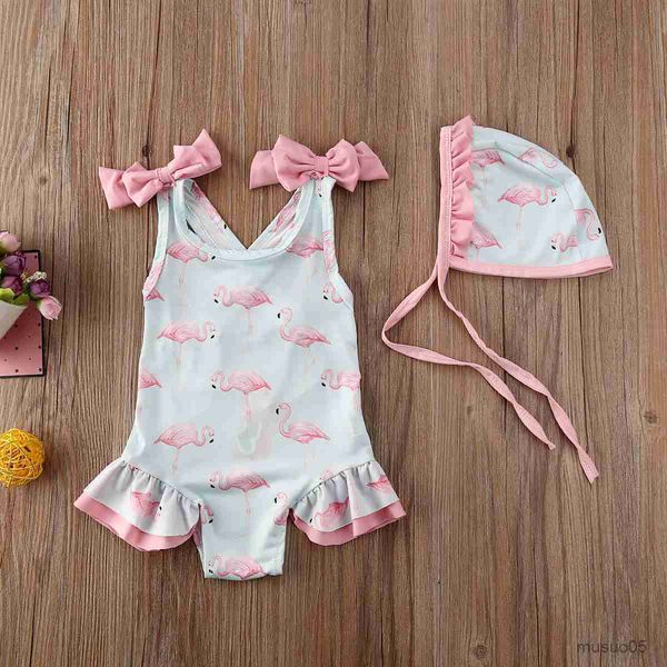 

two-pieces fashion newborn baby girl swimwear hats cute print swimsuit swimming suit children kids one-piece bikinis, Blue