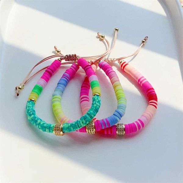 

jewelry bohemian multicolor polymer clay bracelet summer beach style, Golden;silver