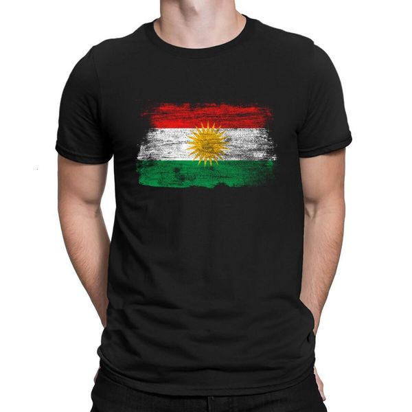 

men's t-shirts kurdistan nation kurd kurdish flag t shirt round collar solid color graphic tee shirt for men tee casual pictures 23050, White;black