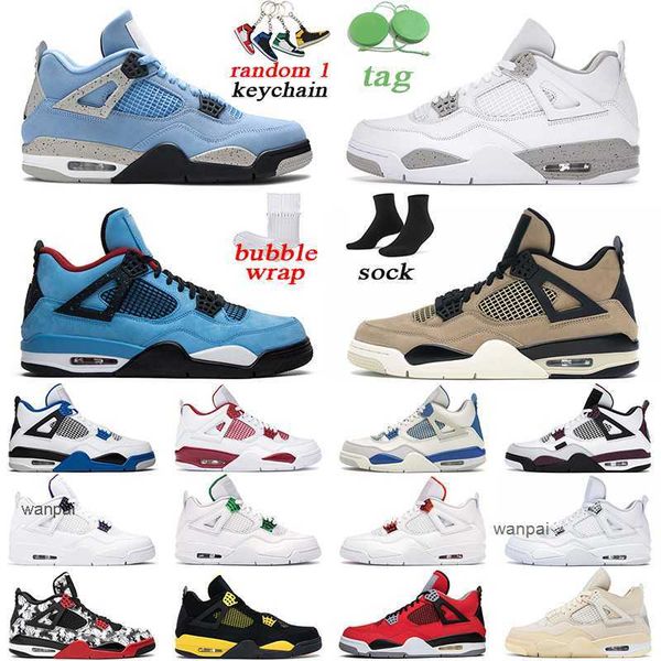 

4 cactus jack mens basketball shoes 4s black cat university blue white oreo sail men trainer