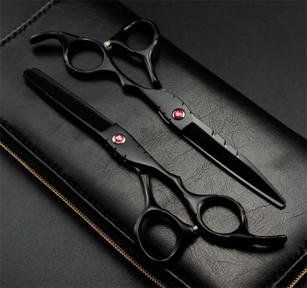 

professional japan 440c 55 6 red gem black cut hair scissors cutting barber haircut thinning shears hairdressing 2208166713550