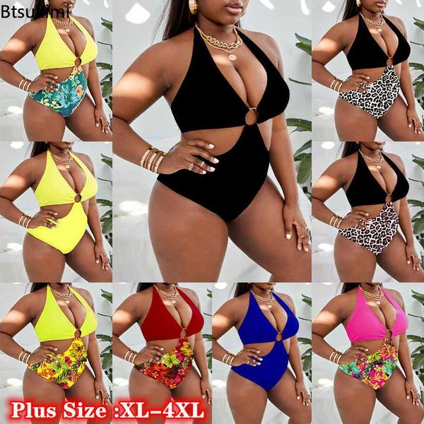 

women's plus size swimwear plus size 4xl swimsuits for fat ladies printted one piece swimsuit women holiday beachwear bathing suit wome, Black