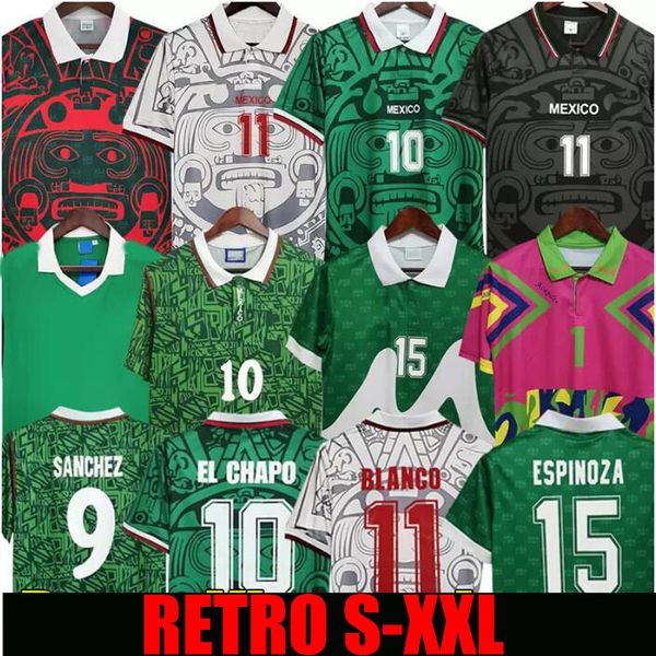 

retro 70 mexico blanco soccer jersey 86 94 98 2006 hernandez h.sanchez football shirt luis garcia campos ancient maillot marquez 2010 1999 k, Black;yellow