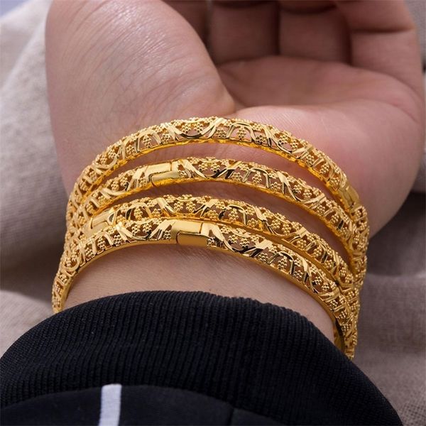 

charm bracelets 24k luxury ethiopian gold bangles for women wedding bride color jewelry middle east african gifts 230508, Golden;silver