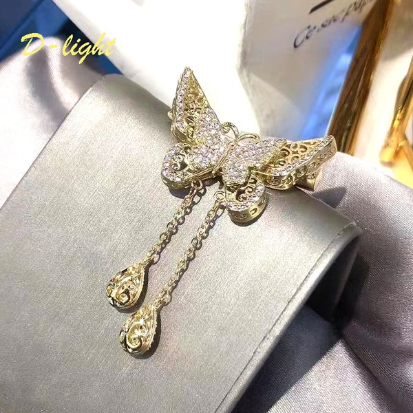 

pins brooches exquisite butterfly brooch luxury shine tassel women lapel collar suit jewelry pin performance party banquet nice gift accesso, Gray