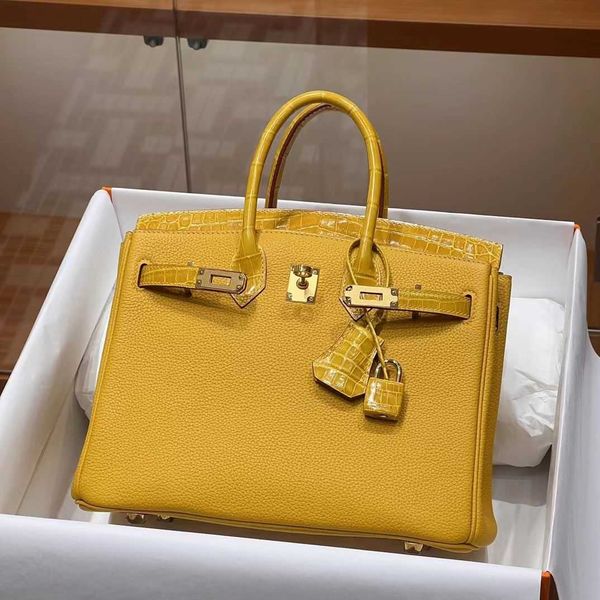 

fashion h ermsnews bags bikin touch 25 misty crocodile skin togo leather handmade wax thread classic women's bag leather handheld