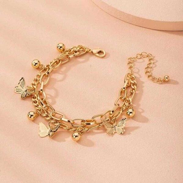 

bracelet ins fashion butterfly simple set wholesale tassel, Golden;silver