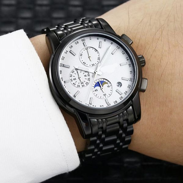 

watch quartz mens watches 42mm silver wristband waterproof all stainless steel wristband fashion designer wristwatch long2, Slivery;brown