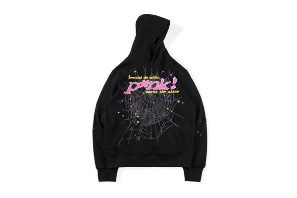 

mens hoodies sweatshirts 50 colors spider hoodies sp5der young thug 555555 angel pullover pink red hoodye pants men quality shoe sp5ders pr, Black