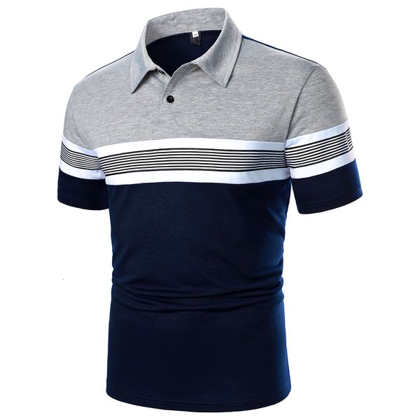 

men's polos short sleeve shirt casual contrast color design striped ribbon decoration summer fashion 230508, White;black