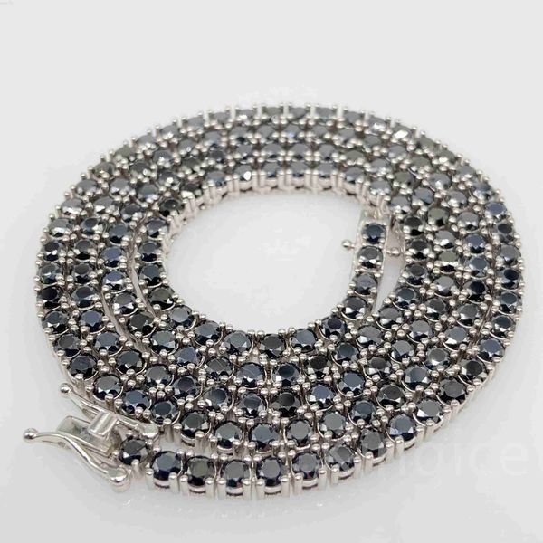 

4mm width fashion necklace sterling silver 925 pass tester black vvs moissnaite diamond tennis chain