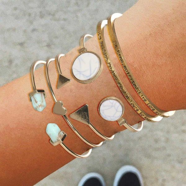 

bracelet boho turquoise love wafer open ended, Golden;silver
