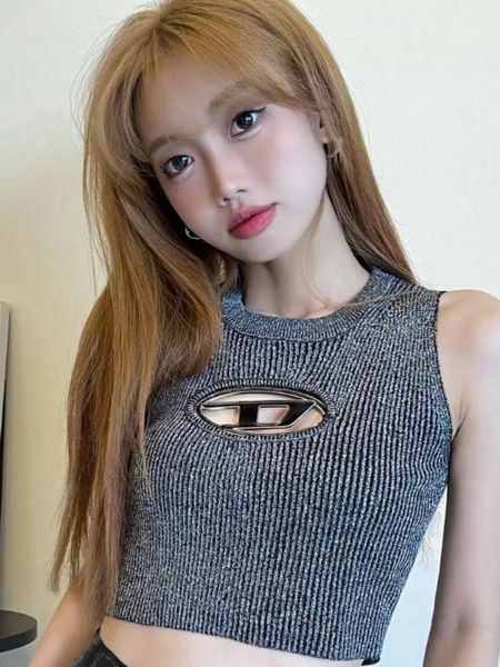 

camisoles tanks hollow out women o neck korean fashion all match cropped y2k aesthetic fairy casual grunge sleeveless tank 230508, Black;white