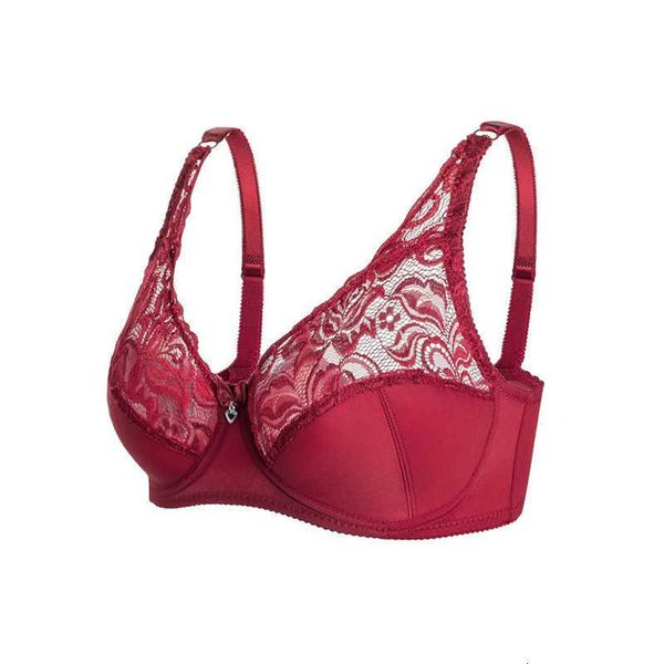 

women's bra plus size lace mesh unlined underwire, Red;black