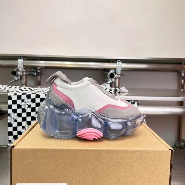 

height increasing sport casual shoes women bubble transparent heel round toe lace up shoes women mixed colors hook shoes, Black