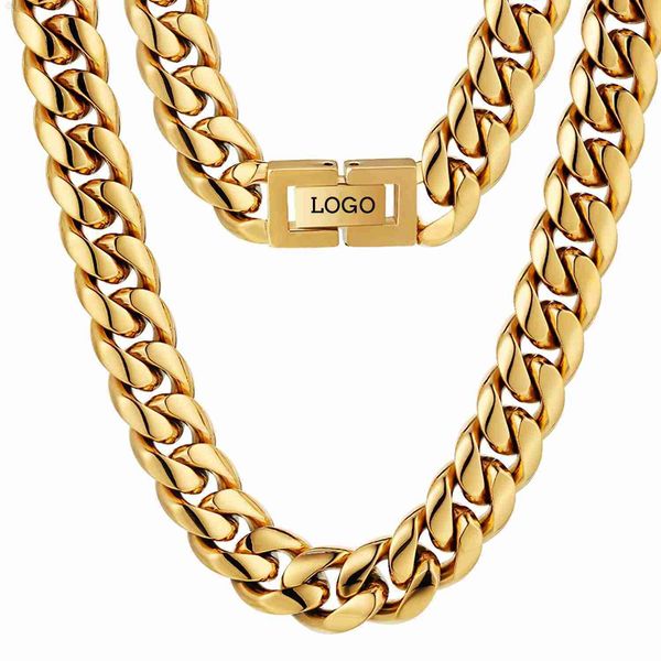 

cuban link chain necklace 18k men gold plated stainless steel miami curb cuban link chain, Silver