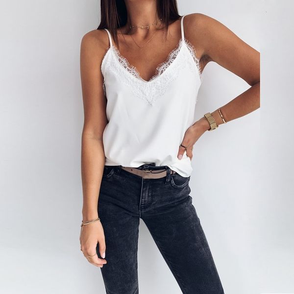

camisoles tanks summer women tank v neck lace spaghetti strap off shoulder casual female modis sleeveless clubwear camis 230508, Black;white