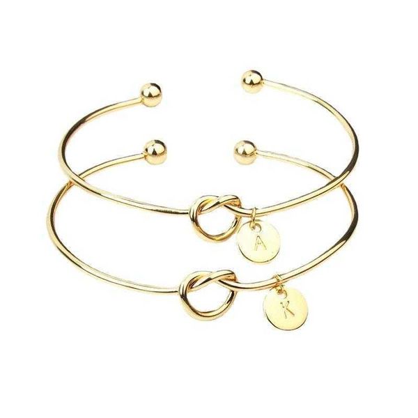 

knotted english letter name bracelet personalized fashion bridesmaid love knot, Golden;silver