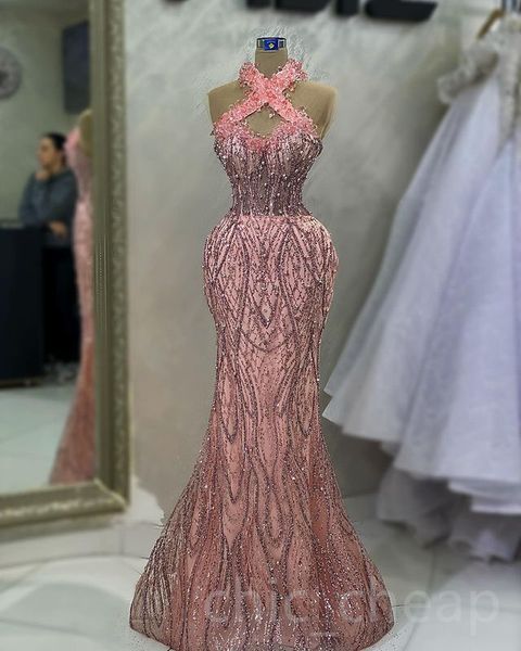 

Aso Ebi 2023 Arabic Pink Mermaid Prom Dress Pearls Crystals Evening Formal Party Second Reception Birthday Engagement Gowns Dresses Robe de Soiree SH024, Lavender