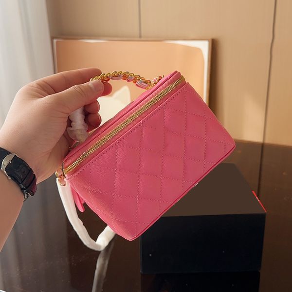 

womens rainbow hollow handle tote box bags mirror colorful metal hardware matelasse chain crossbody shoulder handbags card holder cosmetic c