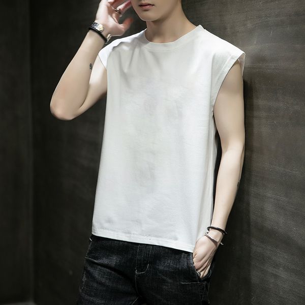 

men' tank mens tank cotton sleeveless blouse casual vest men bodybuilding bottoming undershirt camiseta sin mangas deporte hombre 230, White;black