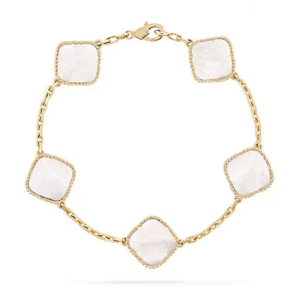 

van designer white clover bracelet 18k gold onyx shell mother of pearl bracelet women and girls wedding mother's day jewelry women&#039, Black