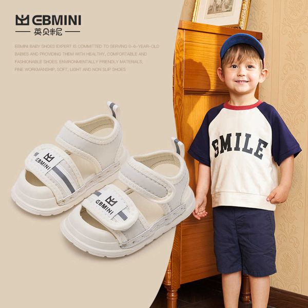 

ebmini boys' sandals for 1-3 years old summer non slip soft sole walking shoes breathable headband, Black