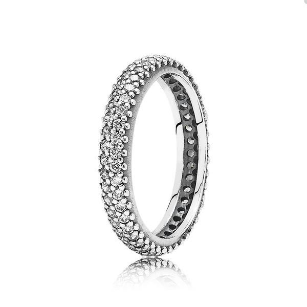 

elegant pave band ring for pandora authentic sterling silver wedding party jewelry designer rings for women girlfriend gift crystal diamond, Slivery;golden