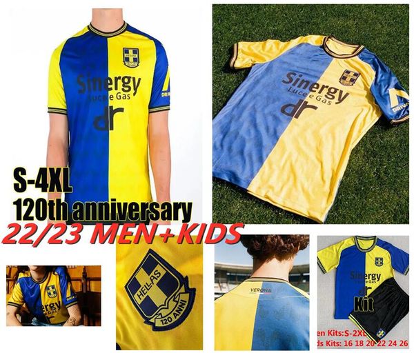 

120th hellas verona soccer jerseys 2023 special kit 120th anniversary simeone ilic caprari kalinic barak faraoni lazovic 22/23 men kids kit, Black;yellow