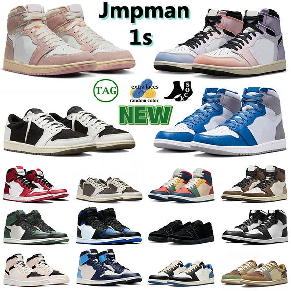

2023 wholesale new mens womens basketball shoe 1 1s washed pink tiffany reverse laney skyline shadow washed black mid carbon fiber true blue