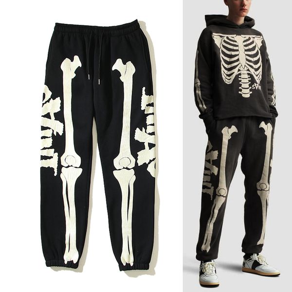 

sweatpants pants men women hip hop vintage skull printed joggers drawstring street wear black trousers, Black;brown