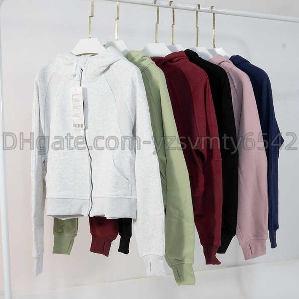 

ll yoga sweatshirt fullzip hoody hoodies outdoor fleece thicken sweaters gym clothes women workout fitness thick yoga jackets, Blue