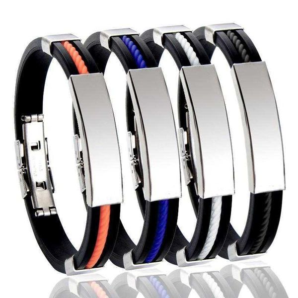 

diy lettering bracelet mens titanium steel silicone stainless, Golden;silver