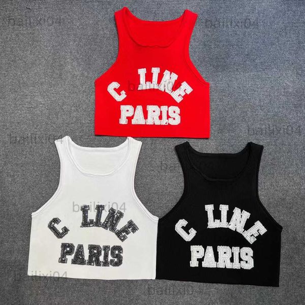 

women's tanks camis ce letter 2023 early spring new sequin knitted slim and fashionable strap for women t230509, White