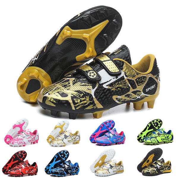 

dress shoes kids soccer shoes society tf/fg school football boots cleats grass sneakers boy girl outdoor athletic training sports footwear 2, Black