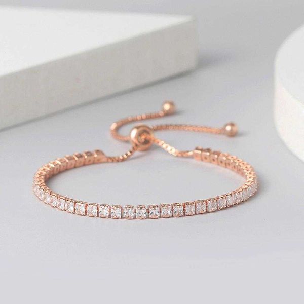 

hazy moon single row bracelets full diamond 2. square zircon bracelet adjustable crystal wholesale, Golden;silver