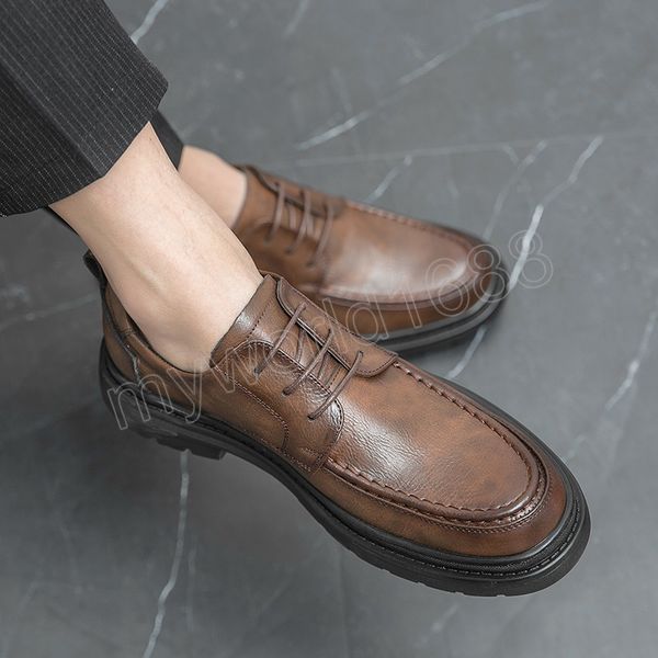 

genuine leather men casual shoes luxury business formal shoes lace-up men moccasins getlemen oxfords shoes zapatos hombre, Black