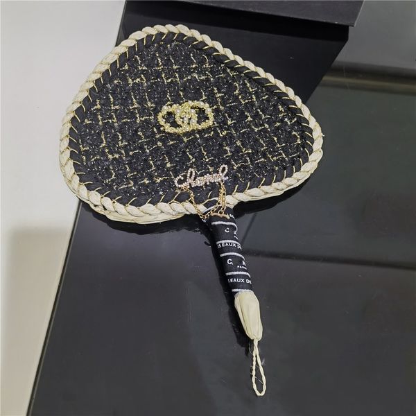 

channel handmade mini palm leaf fan decoration pure natural classic pattern embroidery limited edition collectable pgraphy props luxury clas